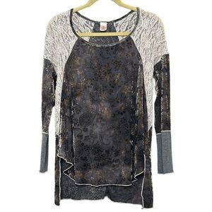 Contemporary Boho Chic Lace Detail Long Sleeve Top / Tunic